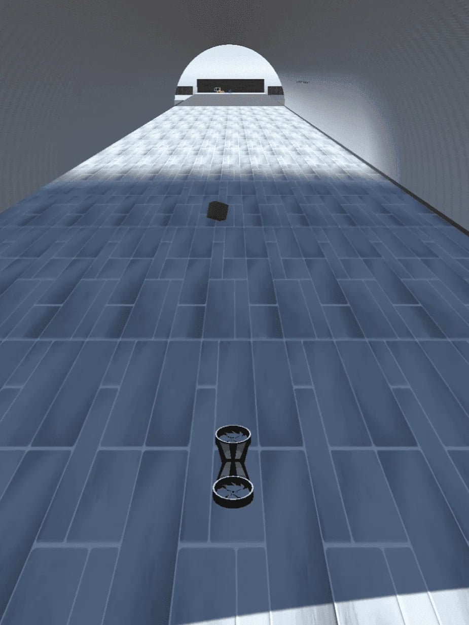 Hover Dash’s rider positioned on a tall, tiled ramp beneath a white dome.