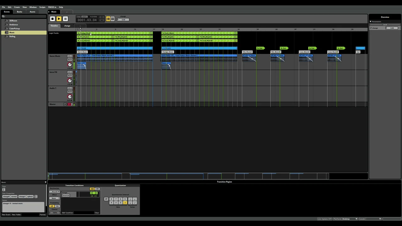 A multitrack audio session with coloured clips and automation lanes for Hover Dash.